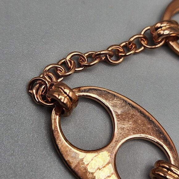 Anchor Chain Necklace Bracelet Set 925 Sterling Silver R Mark 66g Rose Gold Tone - Picture 8 of 10